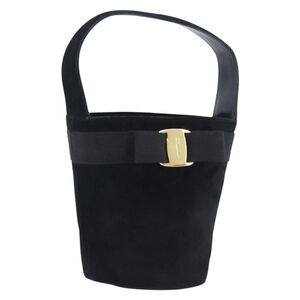 Salvatore Ferragamo Vala Suede Black Suede Shoulder Bag Bag